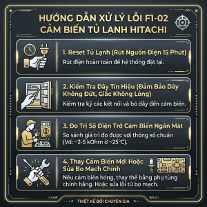 Sửa lỗi F1-02 cảm biến ngăn mát tủ lạnh Hitachi R-FVY510PGV0