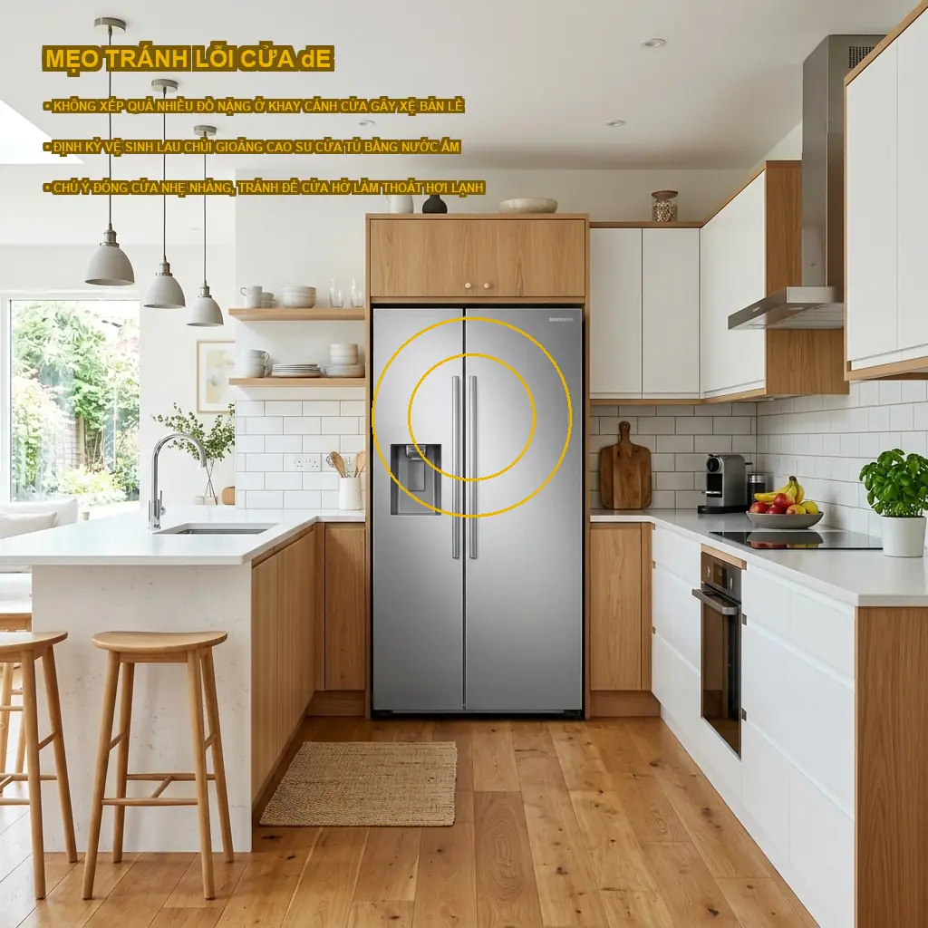 Tủ lạnh Samsung RT38K5982BS báo lỗi dE: Cách tự sửa tại nhà 4 Biện pháp phòng ngừa lỗi dE trên tủ lạnh Samsung