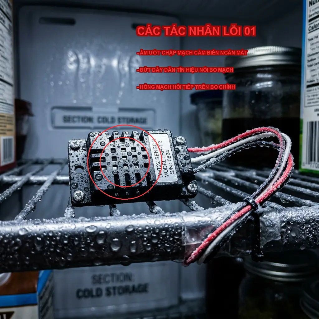 Sửa lỗi 01 tủ lạnh Samsung RT35K5982BS (Lỗi cảm biến ngăn mát) 3 Các tác nhân chính gây ra lỗi 01 trên tủ lạnh Samsung