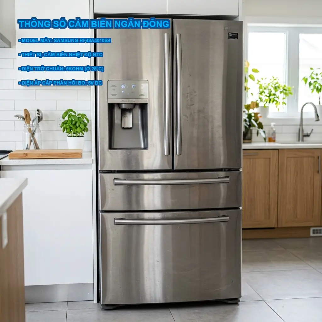 Cách kiểm tra và sửa lỗi 02 cảm biến ngăn đông tủ lạnh Samsung RF48A4010B4 2 Thông số kỹ thuật cảm biến ngăn đông tủ lạnh Samsung RF48A4010B4