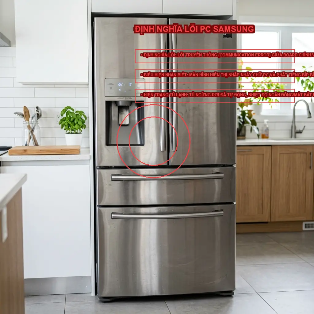 Mã lỗi PC trên tủ lạnh Samsung RS64R5301B4 là lỗi gì?